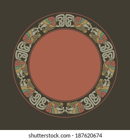 ornament circle celtic bird dark brown red