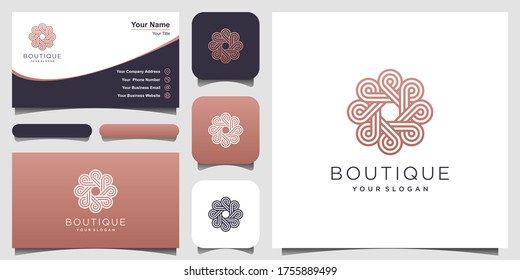 ornament circle concept logo design with line art style. Infinity circle Symbol Rounded Ornament Monogram Logo. business card design