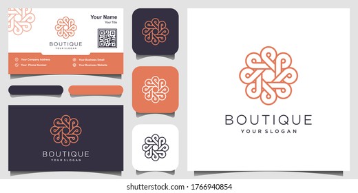 diseño de logotipo de concepto de círculo ornamental con estilo de arte de línea. Símbolo de círculo infinito con el logotipo de un ornamento redondeado. diseño de tarjeta de negocios