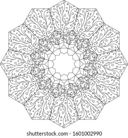ornament circle flora black and white. compatible for your design