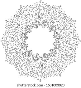 ornament circle flora black and white. compatible for your design