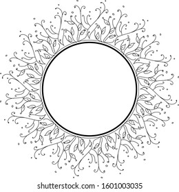 ornament circle flora black and white. compatible for your design