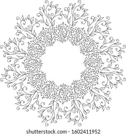 ornament circle flora black and white. compatible for your design