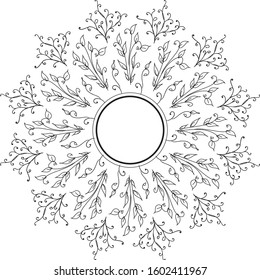 ornament circle flora black and white. compatible for your design