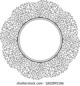 ornament circle flora black and white. compatible for your design