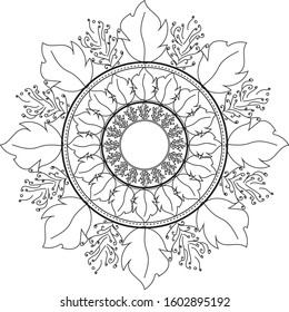 ornament circle flora black and white. compatible for your design