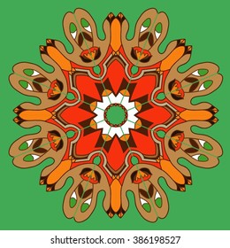 Ornament in the circle, vector illustration Vector illustration isolated on vnite.Colorful ornament with vintage elements Mandala