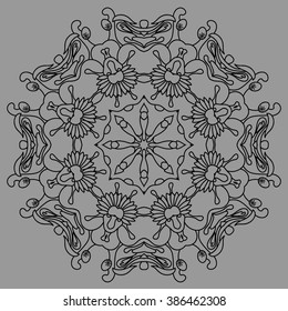 Ornament in the circle, vector illustration .Krasochnye ornament with elements of ancient mandala.