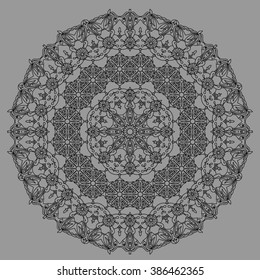 Ornament in the circle, vector illustration .Krasochnye ornament with elements of ancient mandala.