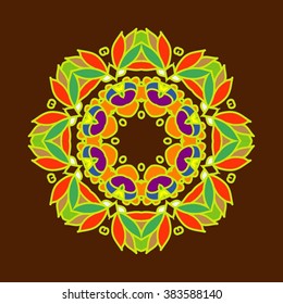 Ornament in the circle, vector illustration, Ornamental round floral pattern. Colorful ornament with vintage elements Mandala.