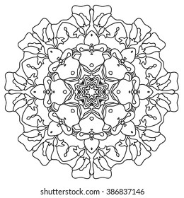 Ornament in the circle, vector illustration.colorful ornament with elements of the old Mandala