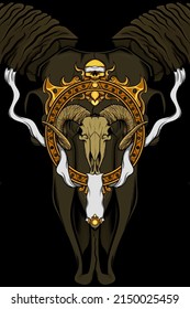 Ornament with cloth and skull goat vector illustration