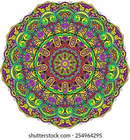 Ornament color card with mandala. Geometric circle element made in vector. Perfect  cards for any other kind of design, birthday and other holiday, kaleidoscope,  medallion, yoga, india, arabic