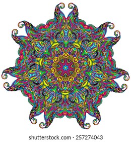 Ornament color card with mandala. Geometric circle element made in vector. Perfect  cards for any other kind of design, birthday and other holiday, kaleidoscope,  medallion, yoga, india, arabic