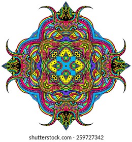 Ornament color card with mandala. Geometric circle element made in vector. Perfect  cards for any other kind of design, birthday and other holiday, kaleidoscope,  medallion, yoga, india, arabic