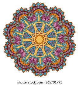 Ornament color card with mandala. Geometric circle element made in vector. Perfect  cards for any other kind of design, birthday and other holiday, kaleidoscope,  medallion, yoga, india, arabic