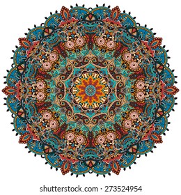 Tarjeta de color ornamental con mandala. Elemento de círculo geométrico hecho en vector. Tarjetas perfectas para cualquier otro tipo de diseño, cumpleaños y otras vacaciones, caleidoscopio, medallón, yoga, india, árabe