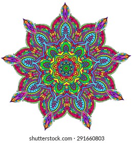 Ornament color card with mandala. Geometric circle element made in vector. Perfect  cards for any other kind of design, birthday and other holiday, kaleidoscope,  medallion, yoga, india, arabic