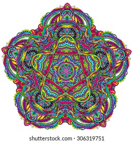 Ornament color card with mandala. Geometric circle element made in vector. Perfect  cards for any other kind of design, birthday and other holiday, kaleidoscope,  medallion, yoga, india, arabic