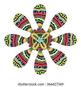Ornament color card with mandala. Geometric circle element made in vector. Perfect  cards for any other kind of design, birthday and other holiday, kaleidoscope,  medallion, yoga, india, arabic