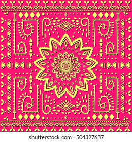 Ornament color card with mandala. Pattern circle element vector. Art subject  Adults Coloring book. Kaleidoscope, medallion, yoga, india, arabic. Illustration for print, print, notebook, clothing