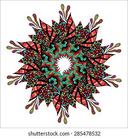 Ornament color card with mandala. Vintage decorative elements. Hand drawn background. 