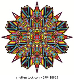 Ornament color card with mandala. Vintage decorative elements. Hand drawn background. 