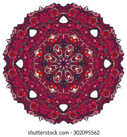 Ornament color card with mandala. Vintage decorative elements. Hand drawn background. Logo.