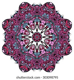 Ornament color card with mandala. Vintage decorative elements. Hand drawn background. Logo.