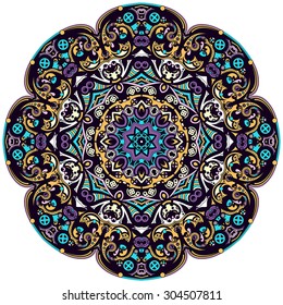 Ornament color card with mandala. Vintage decorative elements. Hand drawn background. Logo.