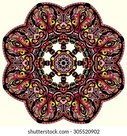 Ornament color card with mandala. Vintage decorative elements. Hand drawn background. Logo.