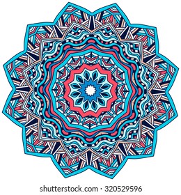 Ornament color card with mandala. Vintage decorative elements. Hand drawn background. Logo.