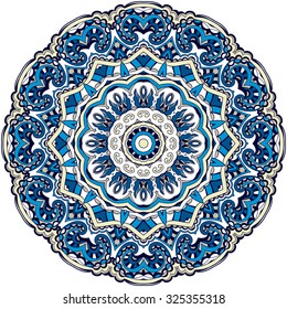 Ornament color card with mandala. Vintage decorative elements. Hand drawn background. Logo.