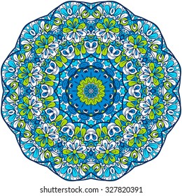 Ornament color card with mandala. Vintage decorative elements. Hand drawn background. Logo.