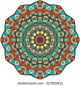 Ornament color card with mandala. Vintage decorative elements. Hand drawn background. Logo.