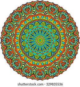 Ornament color card with mandala. Vintage decorative elements. Hand drawn background. Logo.