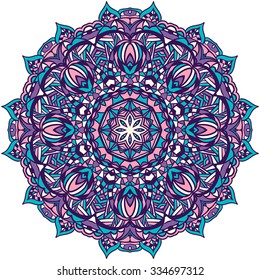 Ornament color card with mandala. Vintage decorative elements. Hand drawn background. Logo.