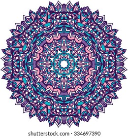 Ornament color card with mandala. Vintage decorative elements. Hand drawn background. Logo.