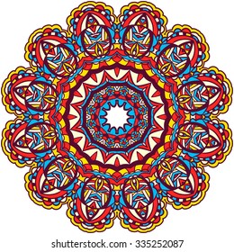 Ornament color card with mandala. Vintage decorative elements. Hand drawn background. Logo.