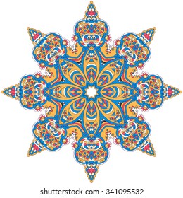 Ornament color card with mandala. Vintage decorative elements. Hand drawn background. Logo.