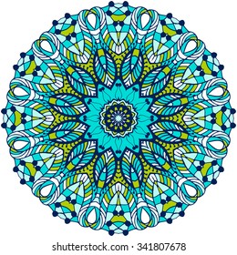 Ornament color card with mandala. Vintage decorative elements. Hand drawn background. Logo.
