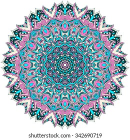 Ornament color card with mandala. Vintage decorative elements. Hand drawn background. Logo.