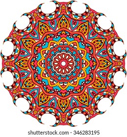 Ornament color card with mandala. Vintage decorative elements. Hand drawn background. Logo.