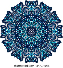 Ornament color card with mandala. Vintage decorative elements. Hand drawn background. Logo.