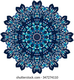 Ornament color card with mandala. Vintage decorative elements. Hand drawn background. Logo.