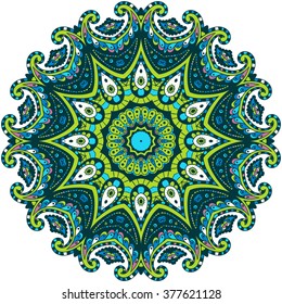 Ornament color card with mandala. Vintage decorative elements. Hand drawn background. Logo.