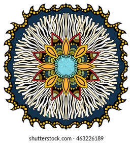 Ornament color card with mandala. Vintage decorative elements. Hand drawn background.