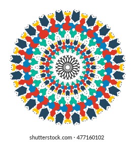 Ornament color card with mandala. Vintage decorative elements. Hand drawn background. Logo. Mexican style