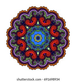 Ornament color card with mandala. Vintage decorative elements. Hand drawn background. Logo