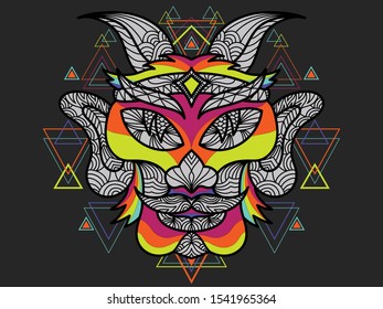 Ornament Color Full Skull Decorative Line Design